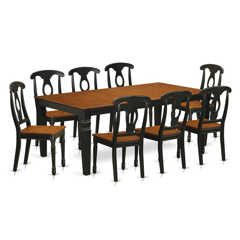 9  PC  Table  and  chair  set  with  a  Dining  Table  and  8  Dining  Chairs  in  Black  and  Cherry