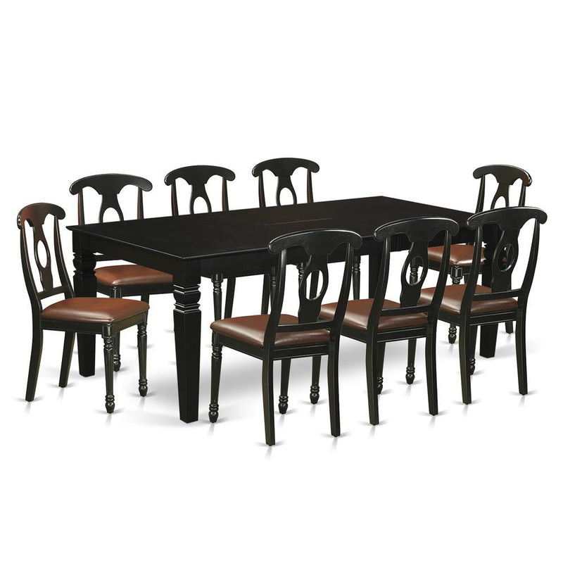 9  Pc  Dining  set  with  a  Dining  Table  and  8  Leather  Dining  Chairs  in  Black