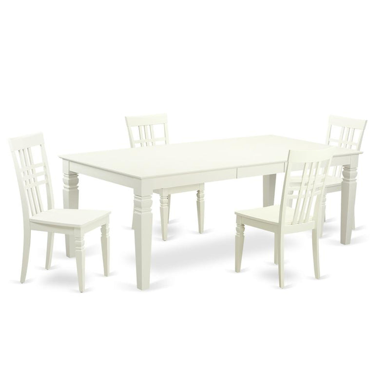 5  Pc  Dining  room  set  with  a  Table  and  4  Dining  Chairs  in  Linen  White