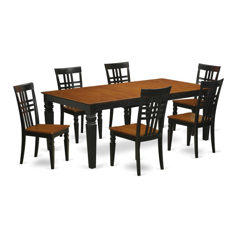 7  PcTable  and  chair  set  with  a  Table  and  6  Dining  Chairs  in  Black  and  Cherry