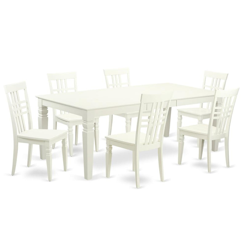 7  PcTable  set  with  a  Dining  Table  and  6  Dining  Chairs  in  Linen  White