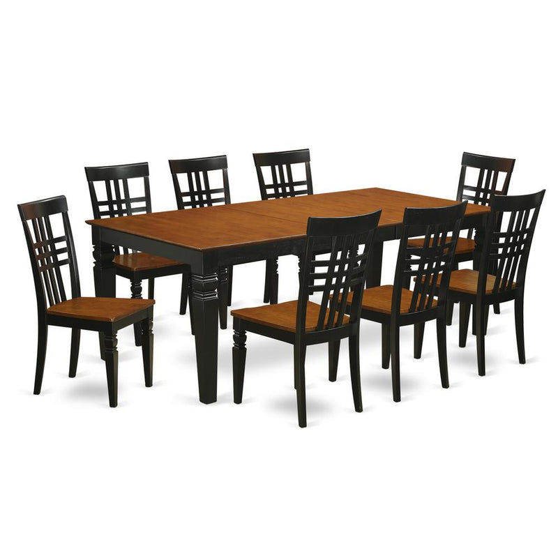 9  Pc  Table  and  chair  set  with  a  Dining  Table  and  8  Dining  Chairs  in  Black  and  Cherry