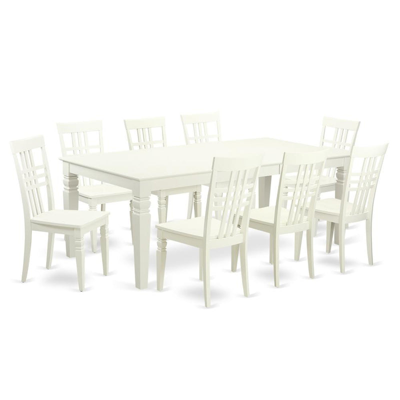 9  PcTable  set  with  a  Dining  Table  and  8  Dining  Chairs  in  Linen  White