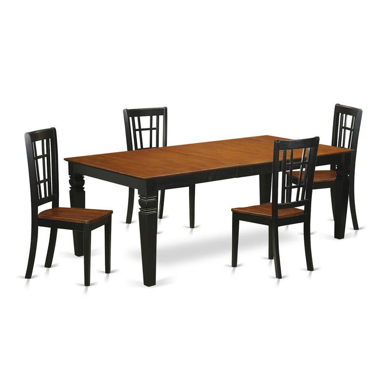 5  PC  Kitchen  Table  set  with  a  Dining  Table  and  4  Kitchen  Chairs  in  Black  and  Cherry