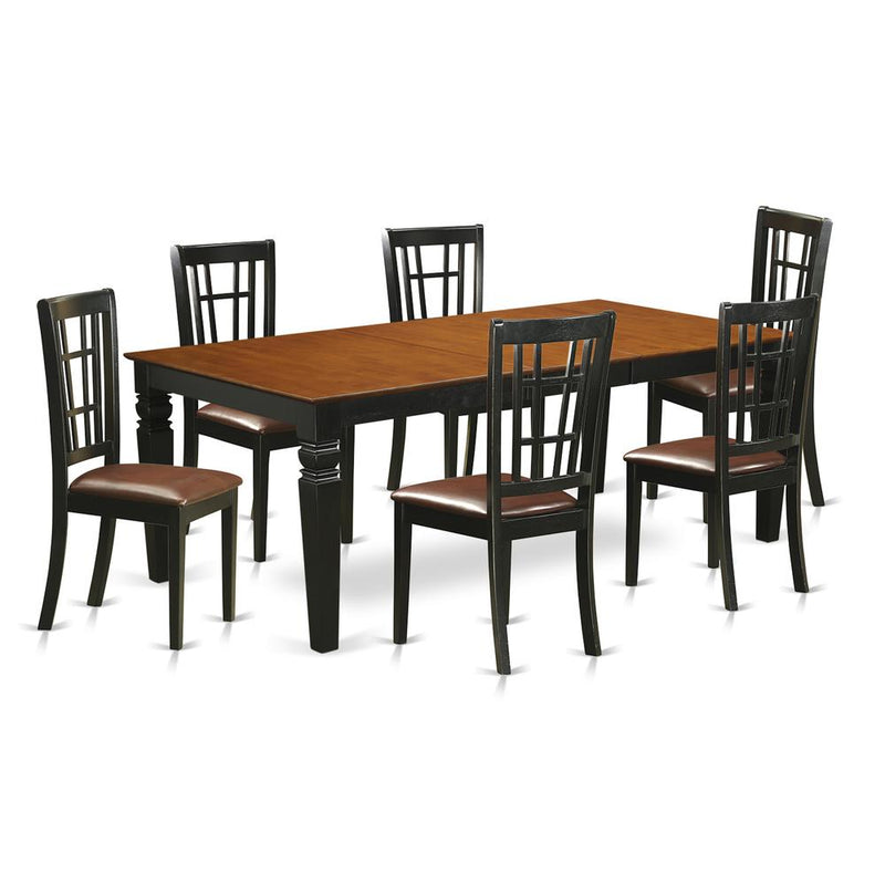 7  PC  Dining  room  set  with  a  Table  and  6  Kitchen  Chairs  in  Black  and  Cherry