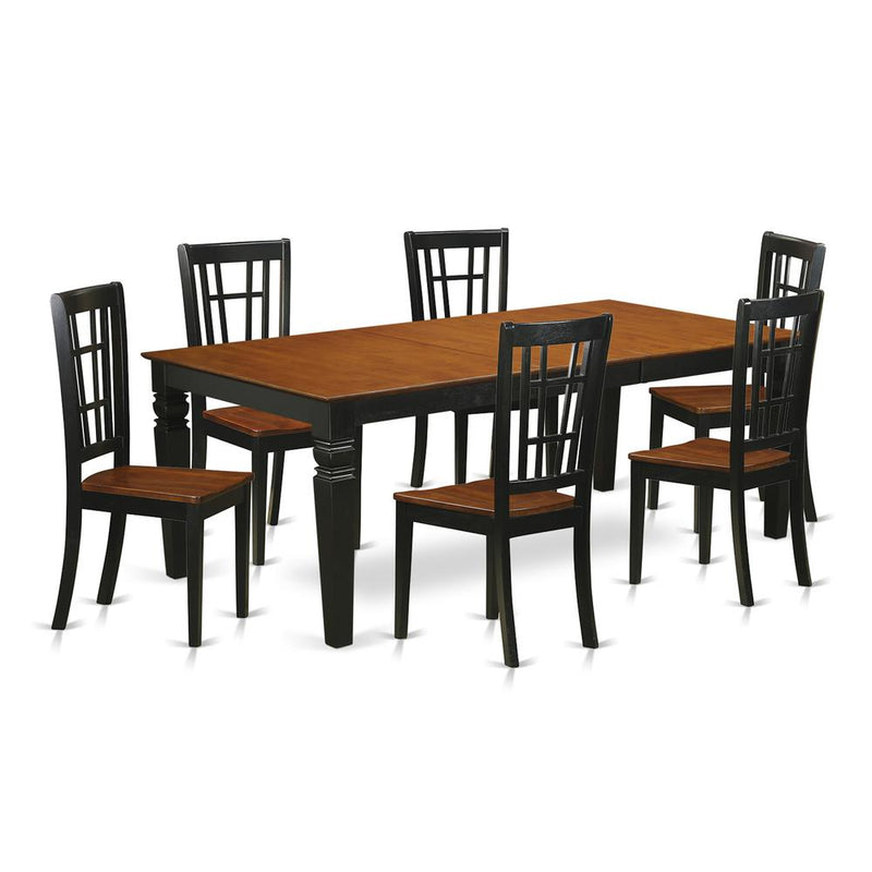 7  PcTable  set  with  a  Dining  Table  and  6  Dining  Chairs  in  Black  and  Cherry