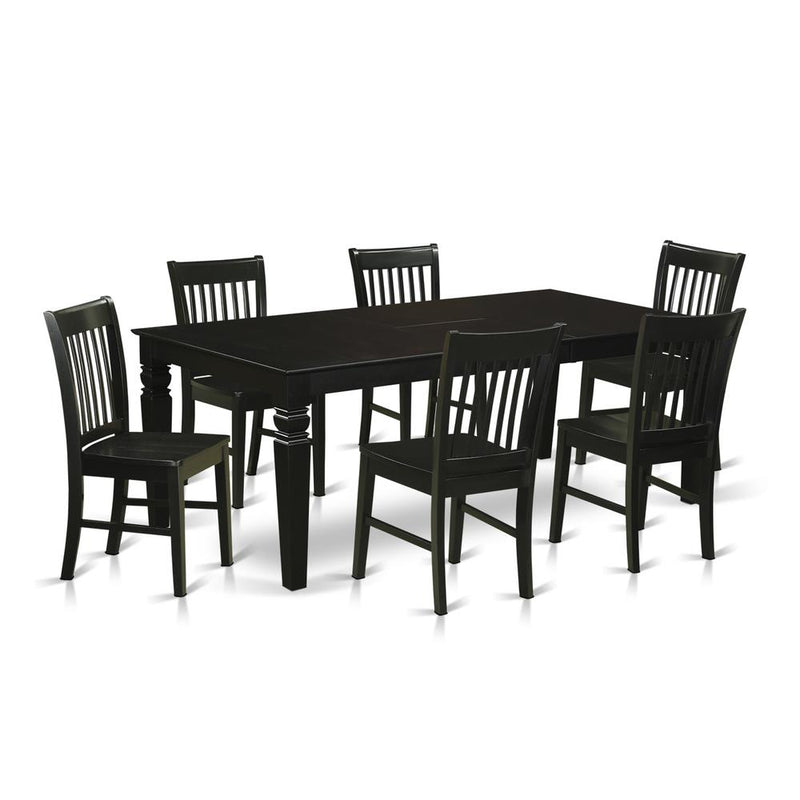 7  Pc  Dining  Room  set  with  a  Dinning  Table  and  6  Wood  Dining  Chairs  in  Black