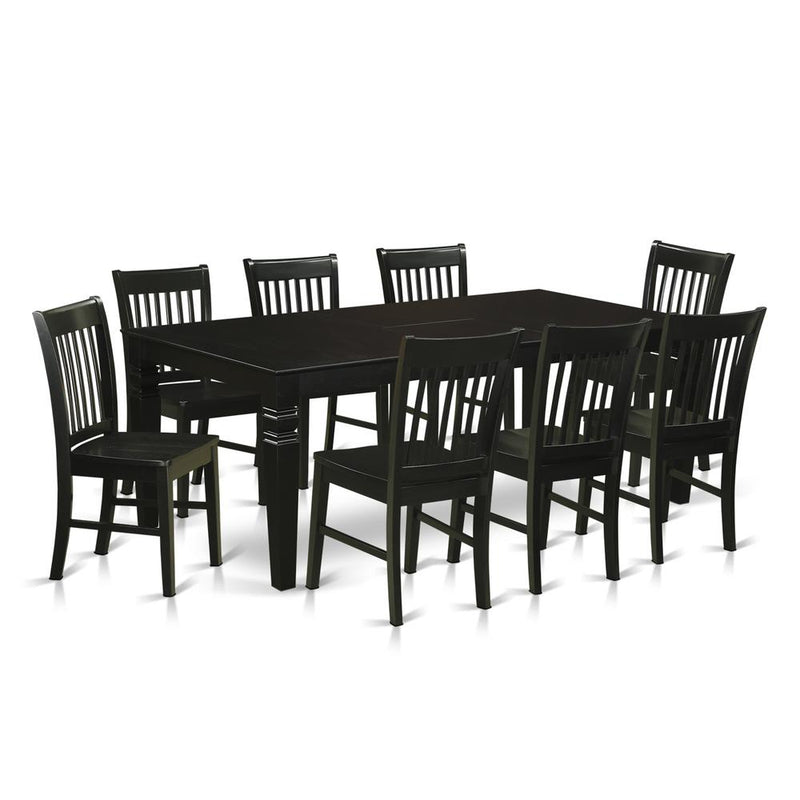 9  Pc  Dining  set  with  a  Dining  Table  and  8  Wood  Dining  Chairs  in  Black