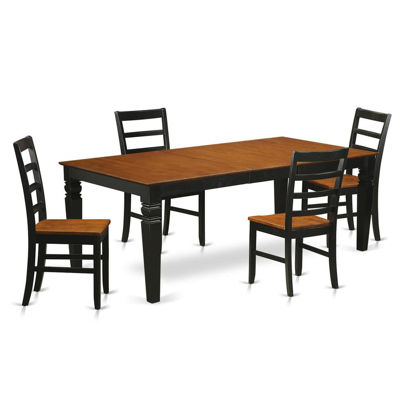 5  Pc  dinette  set  with  a  Dining  Table  and  4  Dining  Chairs  in  Black  and  Cherry