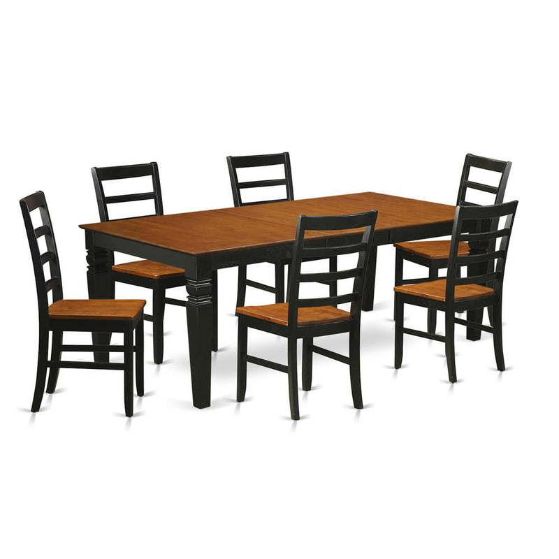 7  PC  dinette  set  with  a  Dining  Table  and  6  Kitchen  Chairs  in  Black  and  Cherry