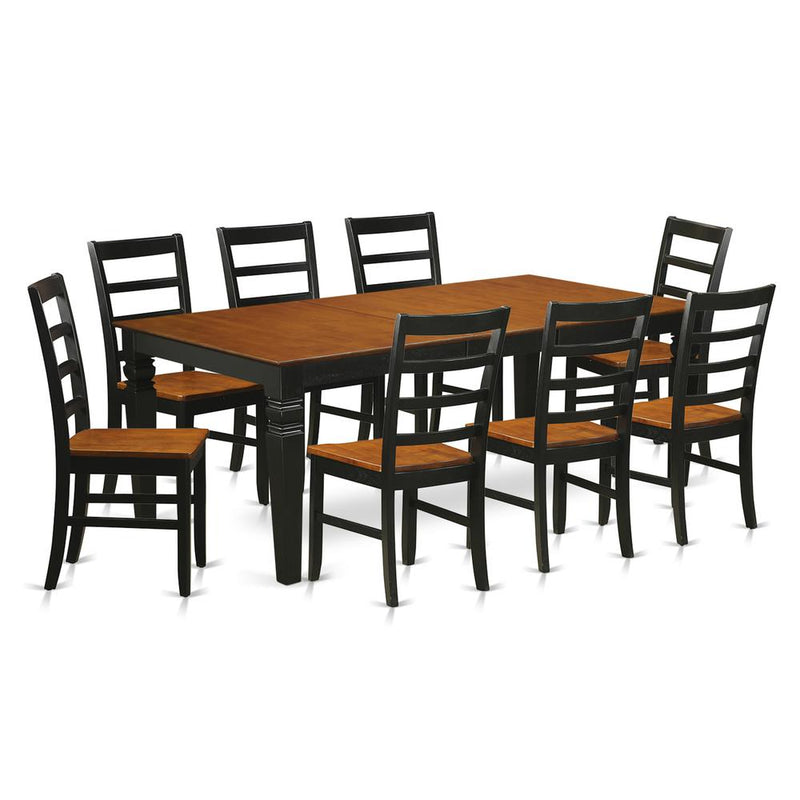 9  PcTable  and  chair  set  with  a  Dining  Table  and  8  Dining  Chairs  in  Black  and  Cherry