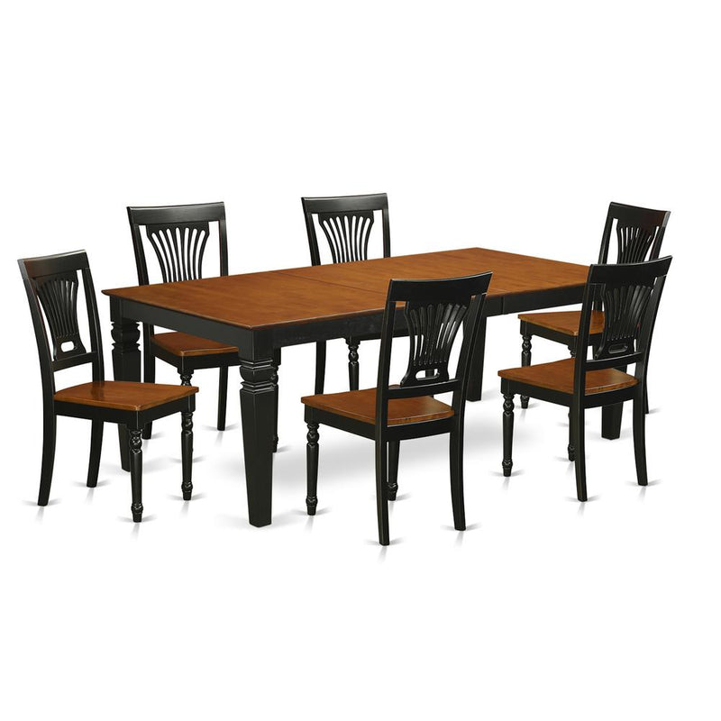 7  PC  Kitchen  Table  set  with  a  Dining  Table  and  6  Kitchen  Chairs  in  Black  and  Cherry