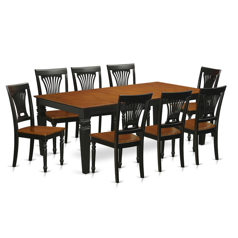 9  PC  Table  and  chair  set  with  a  Table  and  8  Dining  Chairs  in  Black  and  Cherry