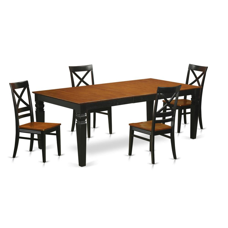 5  Pc  Table  set  with  a  Dining  Table  and  4  Dining  Chairs  in  Black  and  Cherry