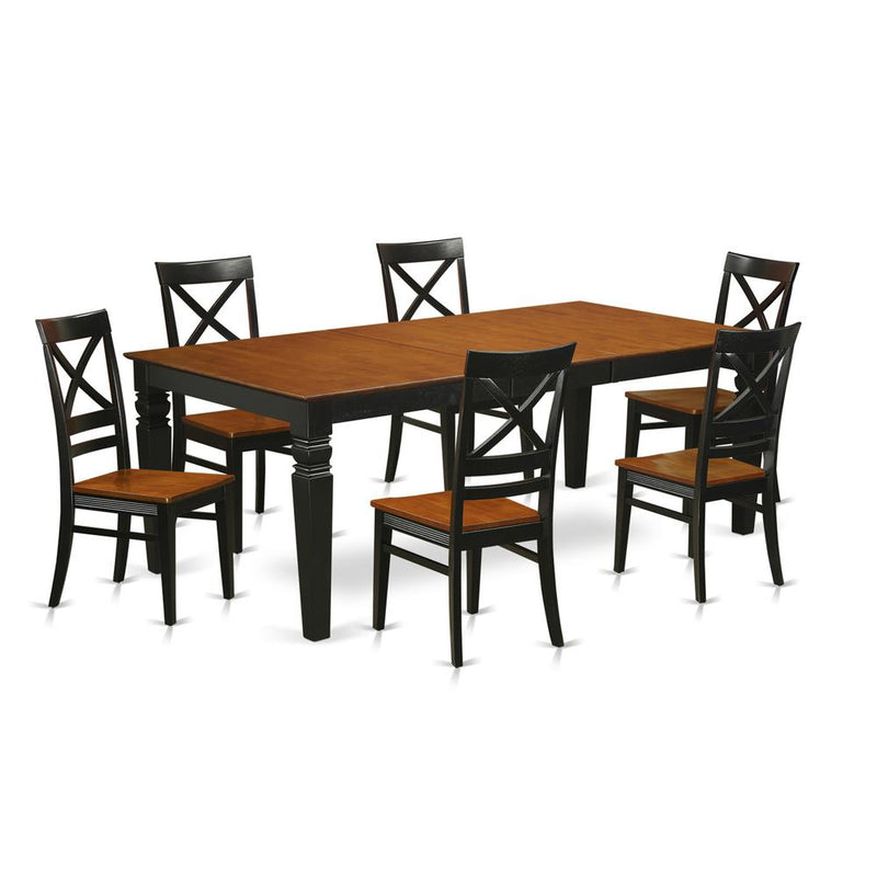 7  PcKitchen  Table  set  with  a  Dining  Table  and  6  Dining  Chairs  in  Black  and  Cherry