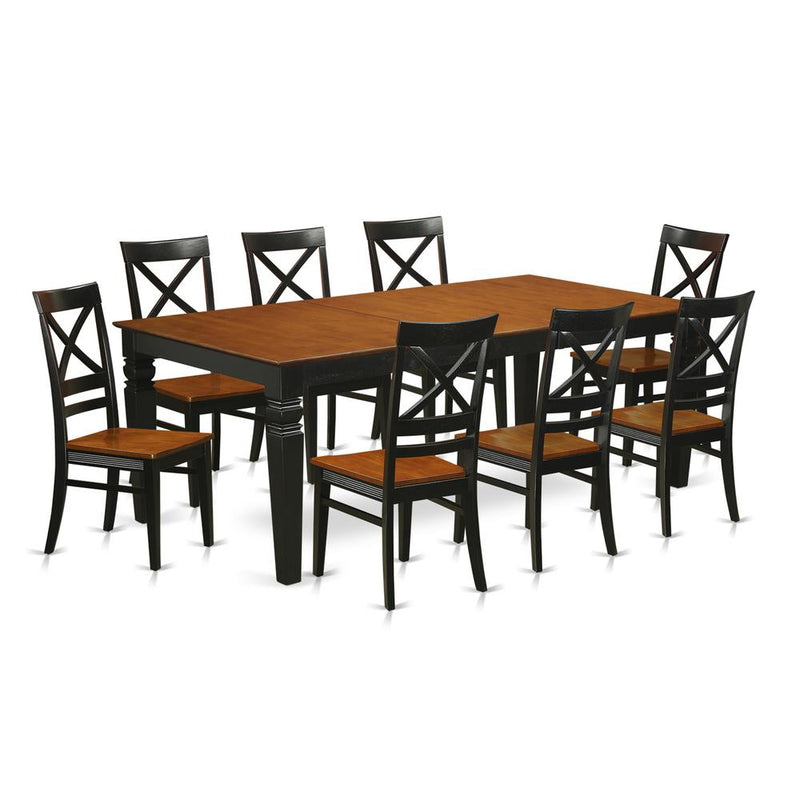 9  PcKitchen  Table  set  with  a  Dining  Table  and  8  Kitchen  Chairs  in  Black  and  Cherry