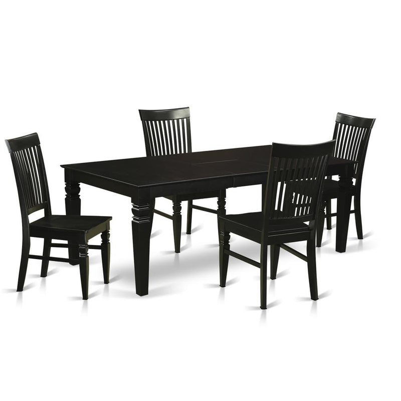 5  Pc  Dinette  set  with  a  Kitchen  Table  and  4  Wood  Dining  Chairs  in  Black