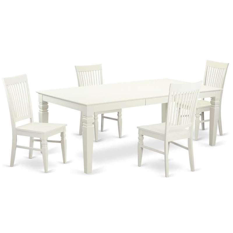 5  PC  Dining  room  set  with  a  Dining  Table  and  4  Dining  Chairs  in  Linen  White