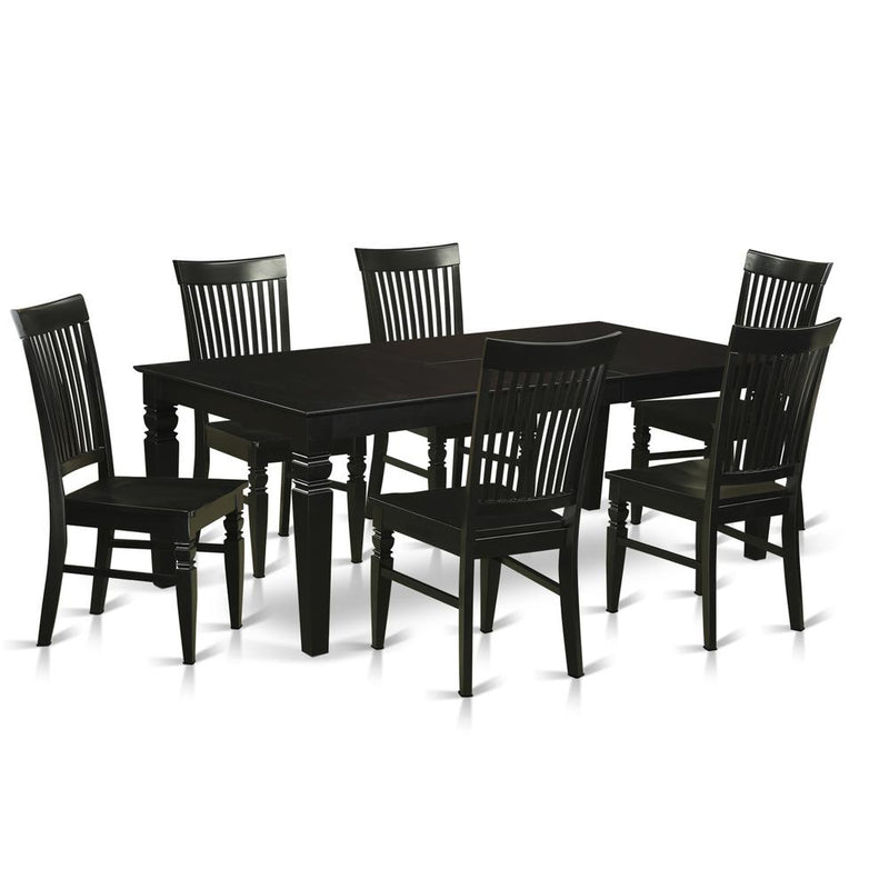 7  Pc  Kitchen  table  set  with  a  Dinning  Table  and  6  Wood  Kitchen  Chairs  in  Black