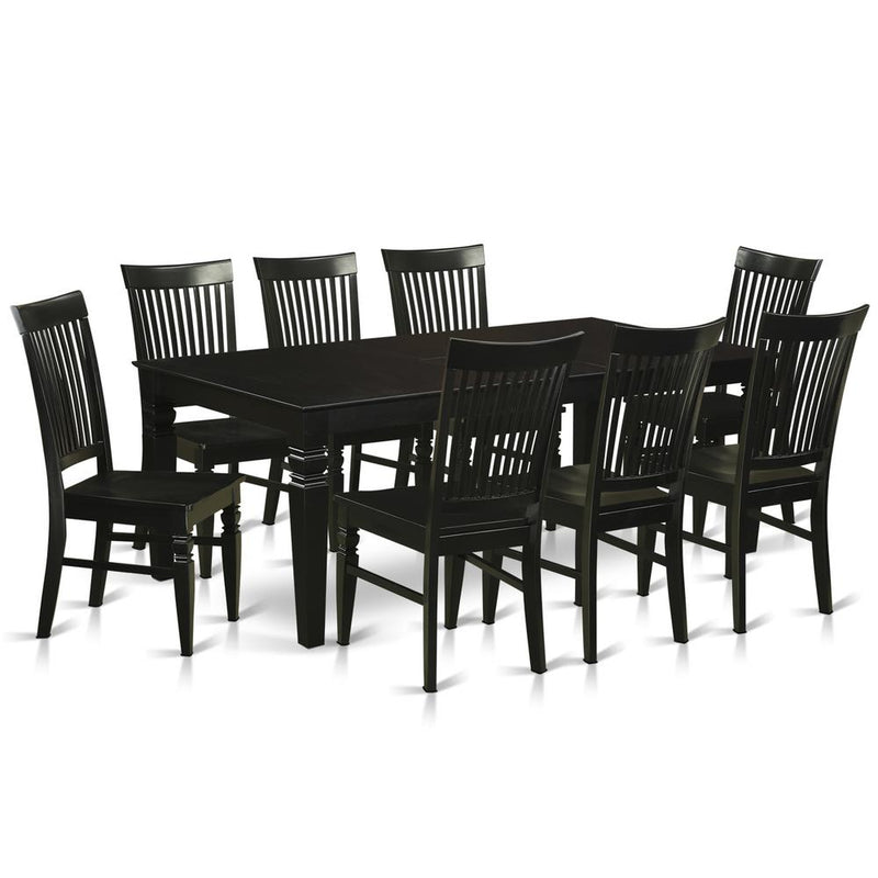 9  Pc  Dining  set  with  a  Dinning  Table  and  8  Wood  Kitchen  Chairs  in  Black