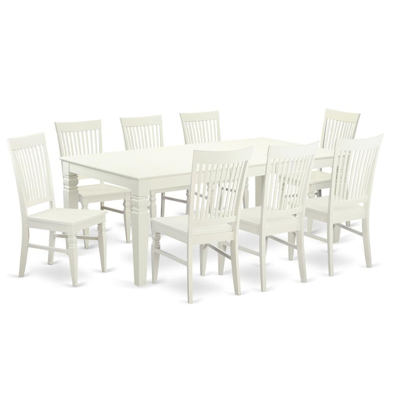 9  PcTable  set  with  a  Dining  Table  and  8  Dining  Chairs  in  Linen  White