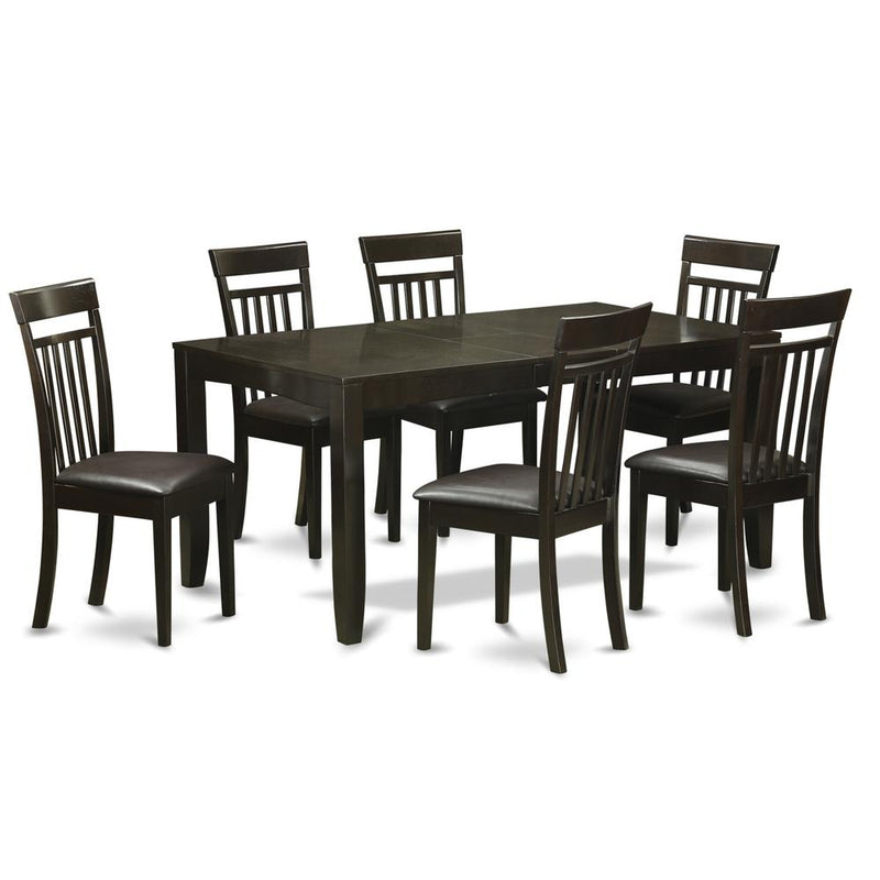 7  Pc  Dining  room  set-Table  with  Leaf  and  6  Dining  Chairs