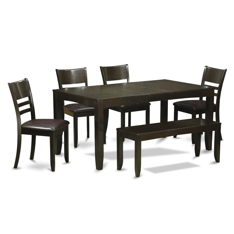 6  PC  Dining  set  with  bench-Dining  Table  with  Leaf  and  4  Dining  Chairs  Plus  Bench