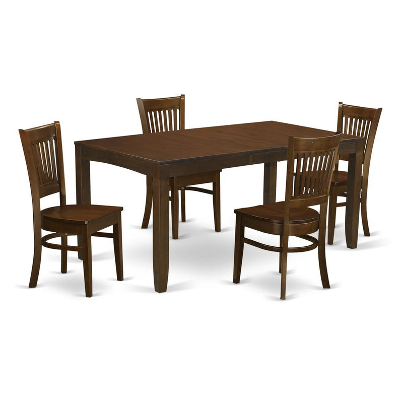 5  PcTable  with  a  12in  Leaf  and  4  Wood  Kitchen  Chairs