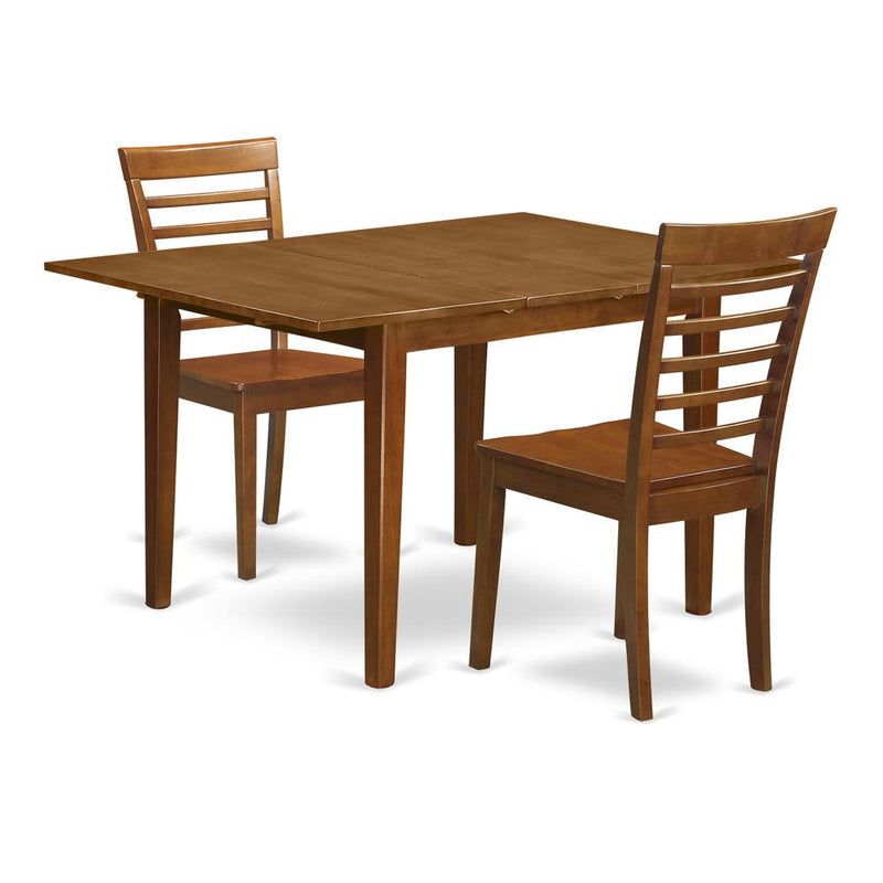 3  Pc  set  Milan  offering  Leaf  and  2  hard  wood  Kitchen  Chairs  in  Saddle  Brown  .