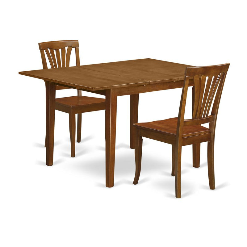 3  Pc  Milan  Kitchen  Table  offering  Leaf  and  2  Wood  Kitchen  Chairs  in  Saddle  Brown