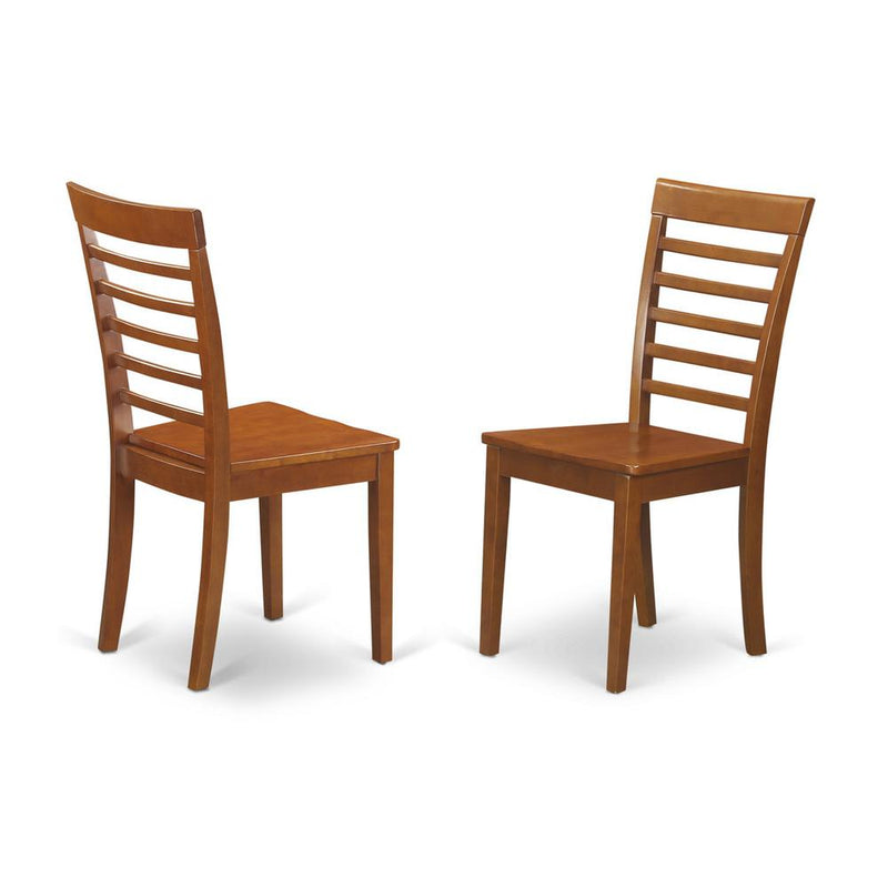 Milan kitchen chair with Wood Seat - Saddle Brown Finish, Set of 2