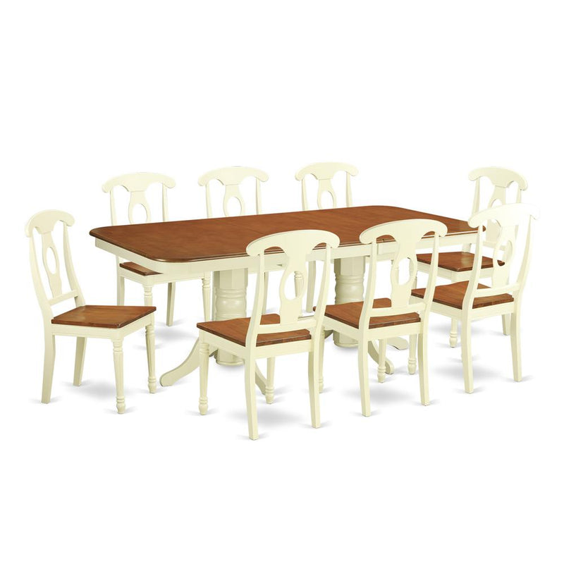 9  Pc  Dining  set-Table  with  Leaf  and  8  Dining  Chairs