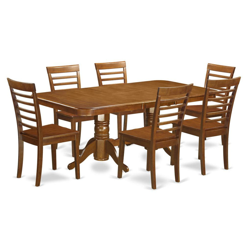 7  Pc  Dining  room  set  Table  with  Leaf  and  6  Dining  Chairs