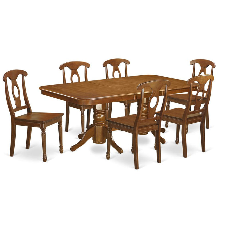 7  PC  Dining  room  set  for  6-rectangular  Table  with  Leaf  and  6  Kitchen  Dining  Chairs