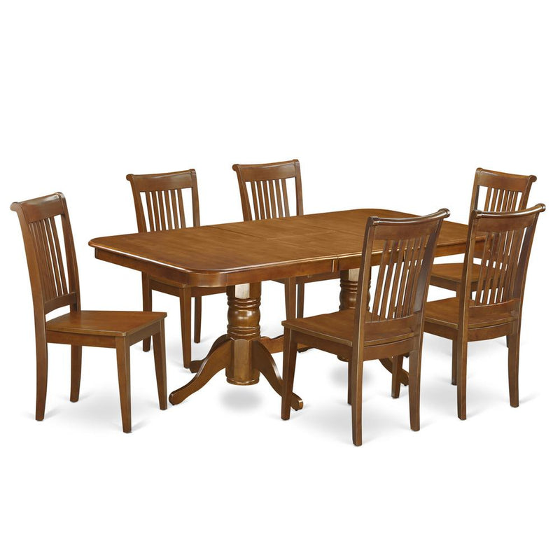 7  Pc  formal  Dining  room  set  Table  with  Leaf  and  6  Dining  Chairs.