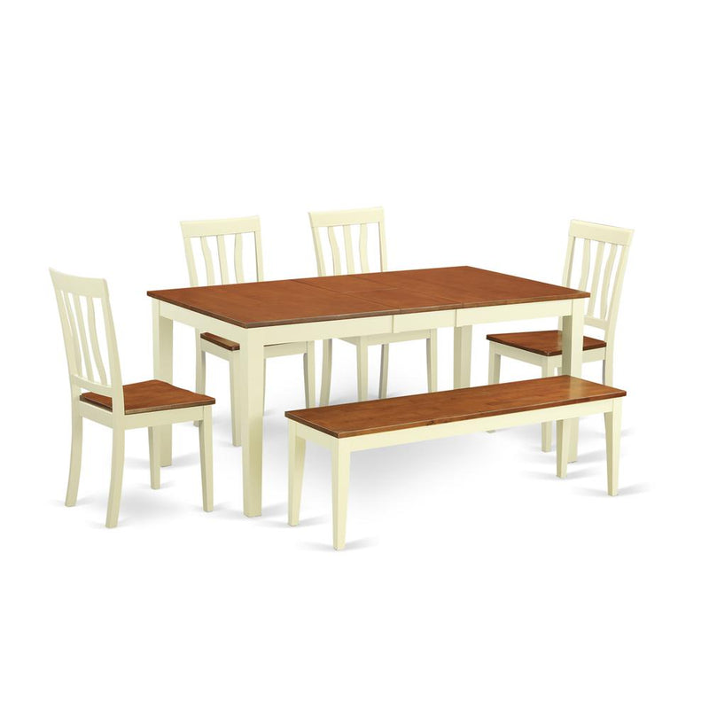 6-Pc  Table  and  chair  set  -  Kitchen  Table  and  4  Dining  Chairs  together  with  Bench