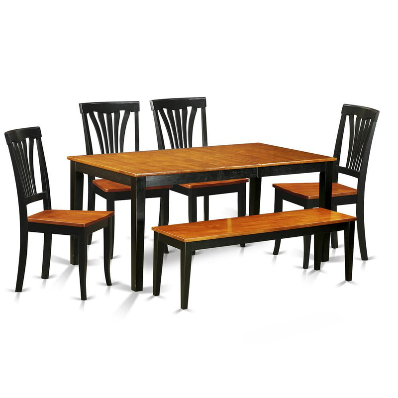 6  PC  Kitchen  Table  set-Dining  Table  and  4  Wood  Dining  Chairs  plus  a  bench