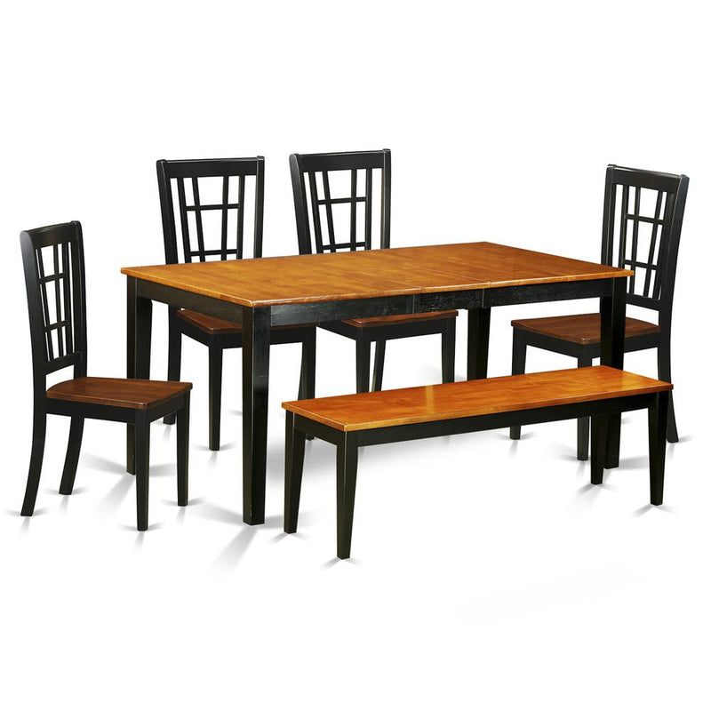 6-Pc  Dining  room  set  with  bench-Kitchen  Tables  and  4  Dining  Chairs  Plus  bench