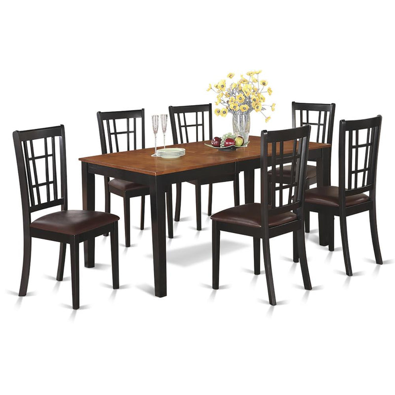 7  PC  Dining  room  set-Dining  Table  with  Leaf  and  6  Kitchen  Chairs