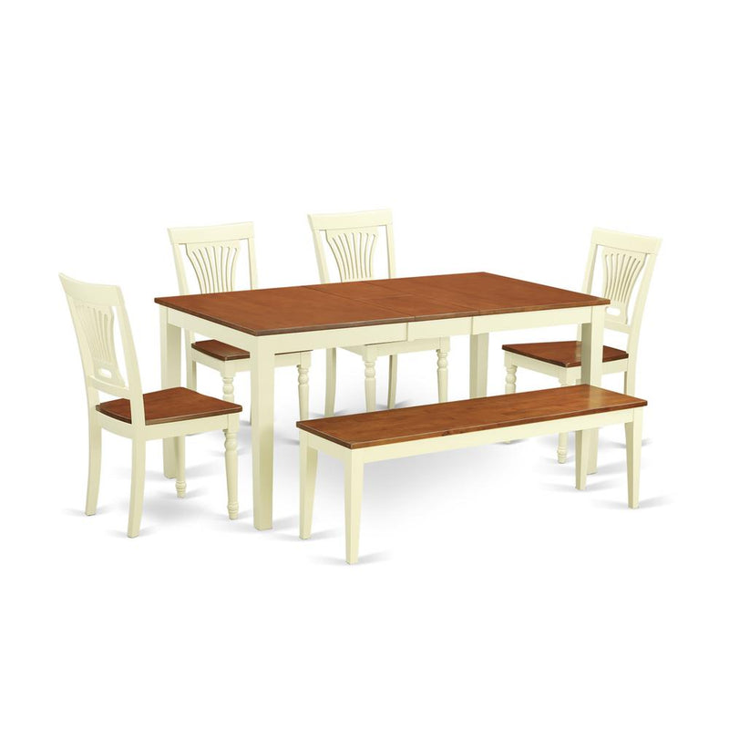 6  Pc  dinette  Table  set  -  Dinette  Table  and  4  Kitchen  Chairs  coupled  with  Bench