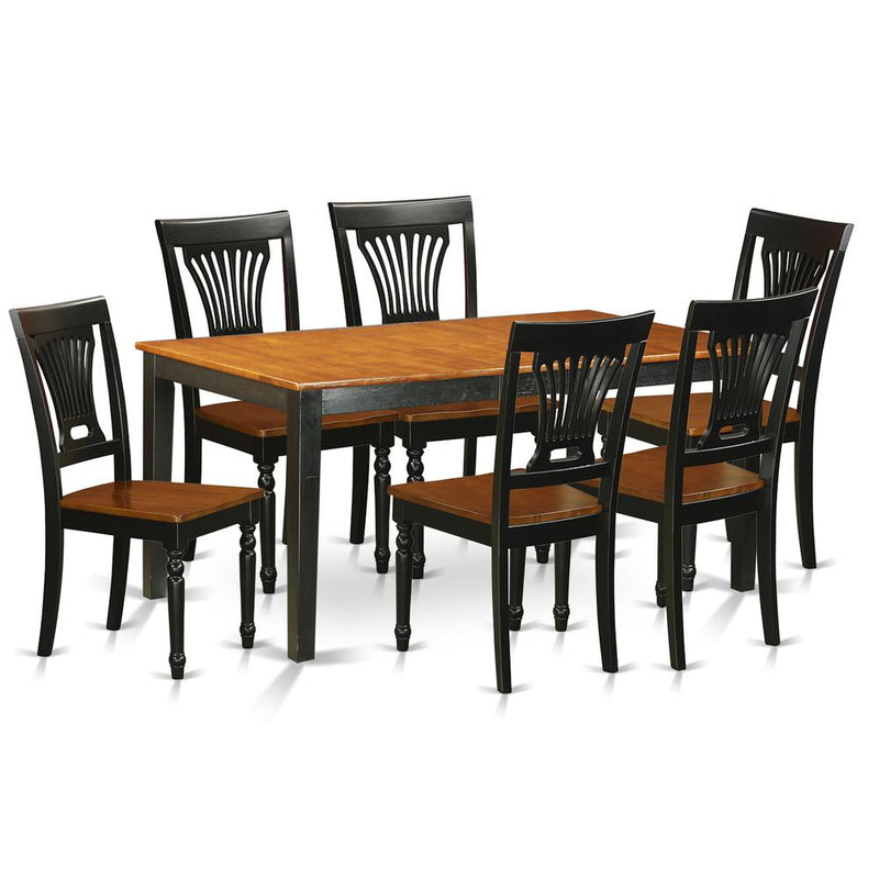 7  PC  Table  set-Dining  Table  and  6  Wood  Dining  Chairs