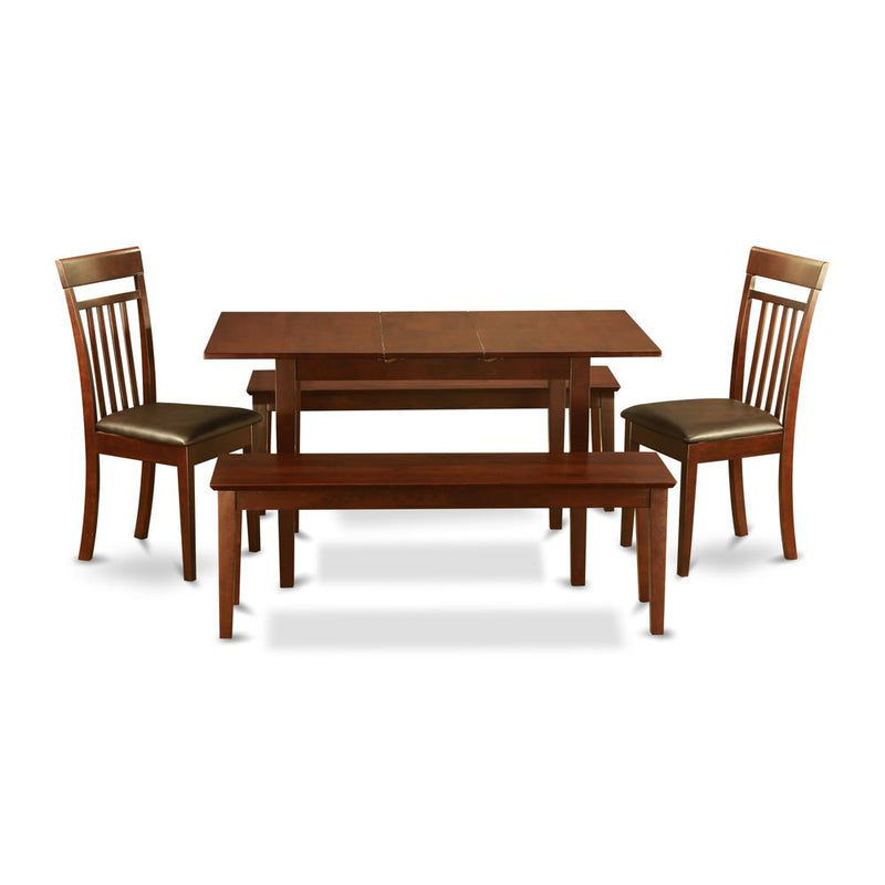 5  PC  Kitchen  set-Table  with  Leaf  plus  2  Kitchen  Chairs  and  2  Benches