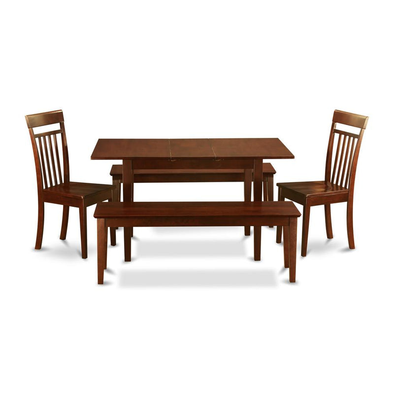 5  PC  Small  Kitchen  table  set  -  Table  with  Leaf  plus  2  Dining  Table  Chairs  and  2  Benches