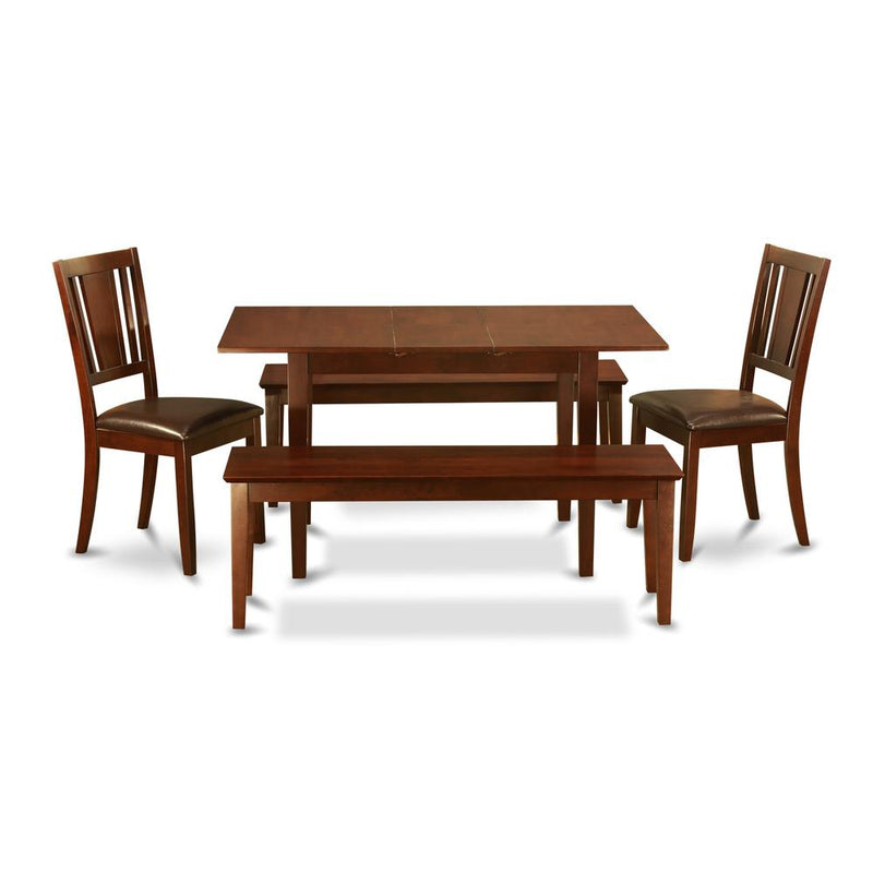 5  PC  Small  Kitchen  table  set  -  Table  with  Leaf  plus  2  Kichen  Chairs  and  2  Benches