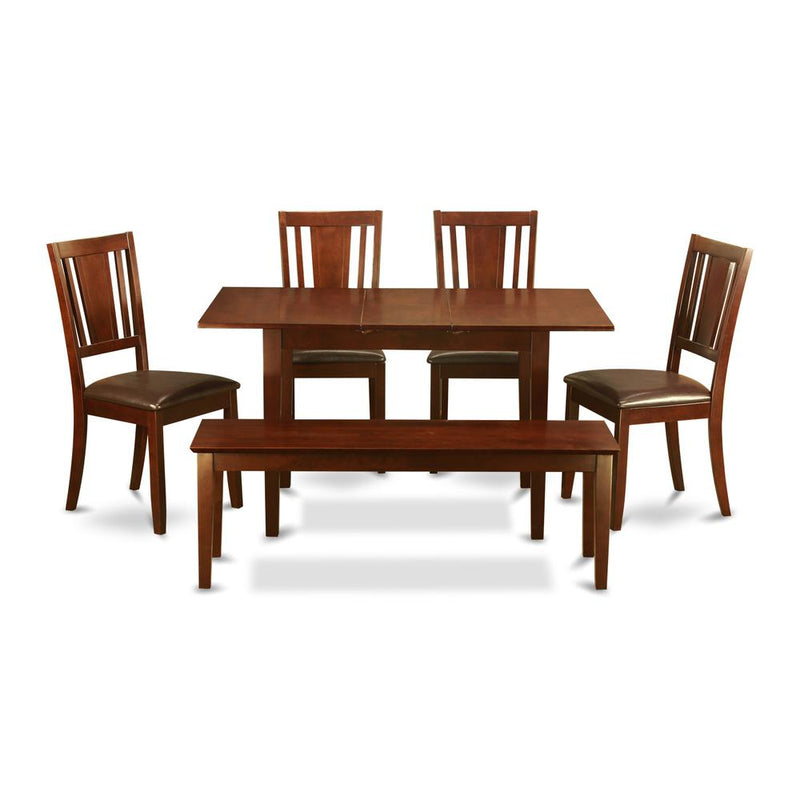 6  Pc  Small  dinette  set  -  Table  with  Leaf  and  4  Seat  Chairs  and  Dining  Bench