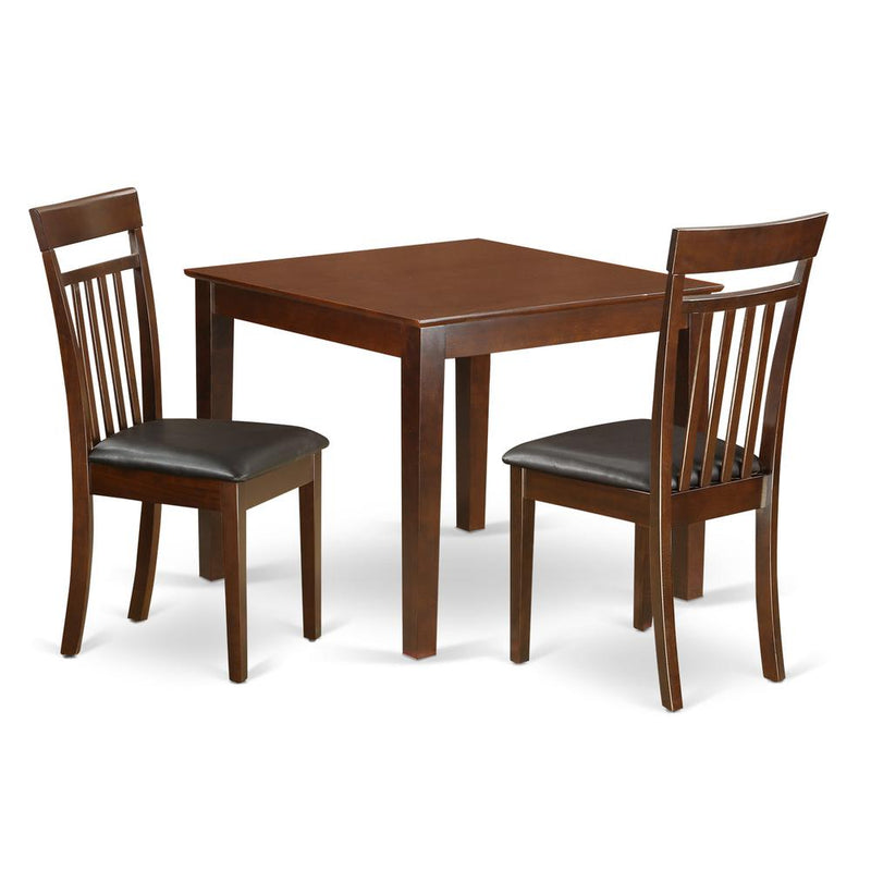 3  PC  Table  and  chair  set  with  a  Dining  Table  and  2  Kitchen  Chairs  in  Mahogany