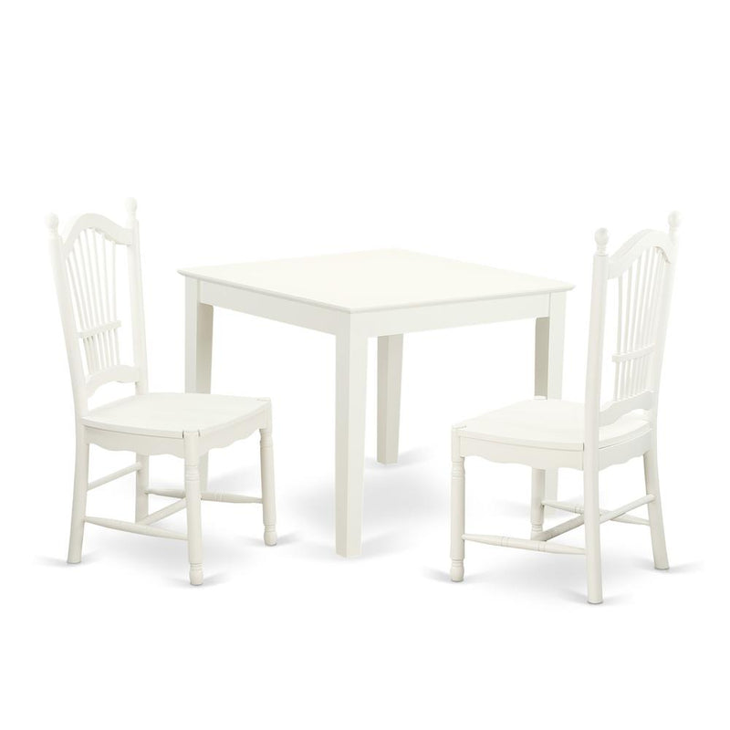 3  PC  small  Kitchen  Table  and  2  hard  wood  Kitchen  Dining  Chairs  in  Linen  White