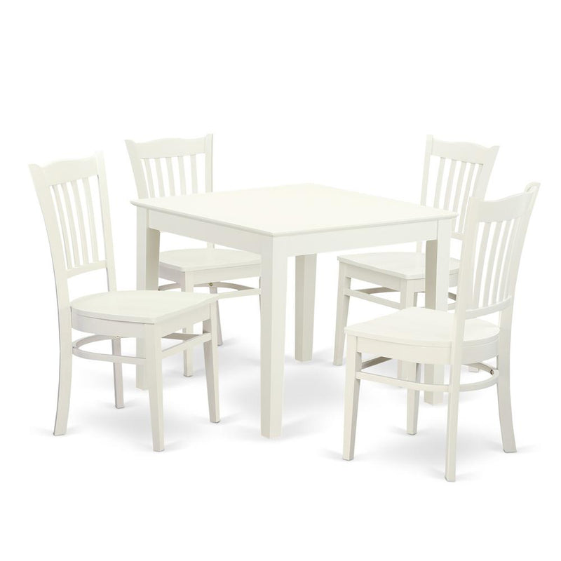 5  PC  Kitchen  Table  and  4  Wood  Dining  Chairs  in  Linen  White