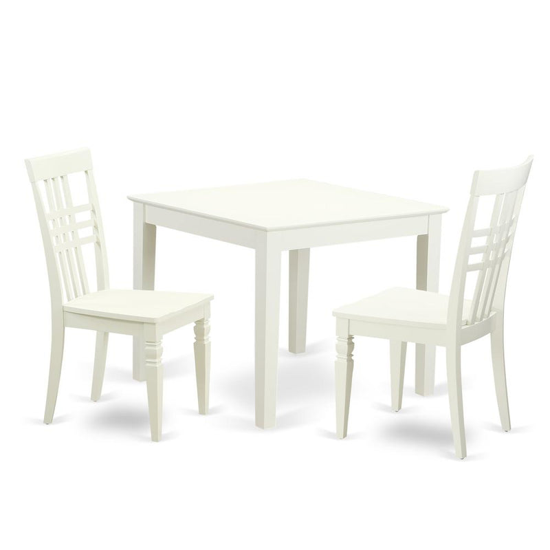 3  PC  Kitchen  Table  and  2  Wood  Dining  Chairs  in  Linen  White