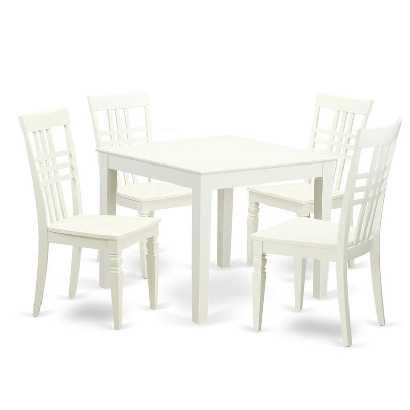 5  PcKitchen  Dining  Table  and  4  Wood  Chairs  for  Dining  room  in  Linen  White